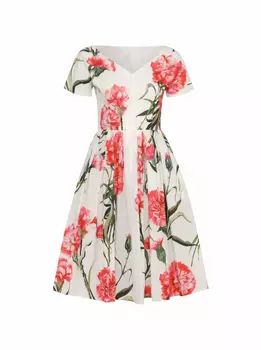 Хлопковое платье с принтом гвоздик Dolce&Gabbana
