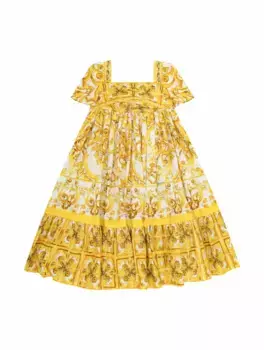 Хлопковое платье с принтом Majolica Dolce&Gabbana, мультиколор