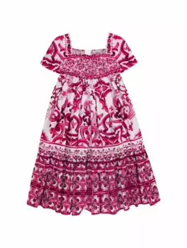 Хлопковое платье с принтом Majolica Dolce&Gabbana, мультиколор