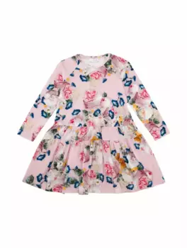 Хлопковое платье с принтом Monnalisa, мультиколор