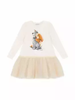 Хлопковое платье с принтом Monnalisa, мультиколор