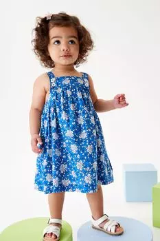 Хлопковое платье с принтом Next, синий