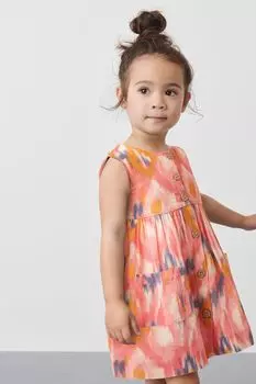 Хлопковое платье с пуговицами спереди Next, розовый