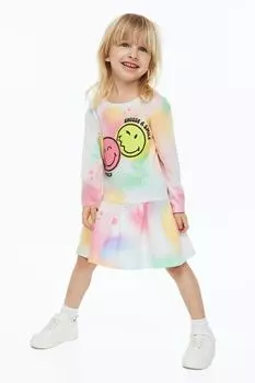 Хлопковое платье с рисунком H&amp;M, розовый/узорчатый