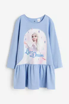 Хлопковое платье с рисунком H&M, синий