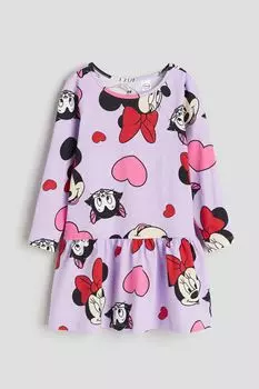 Хлопковое платье с рисунком H&M, фиолетовый