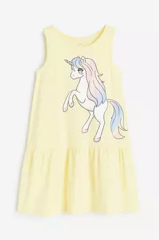 Хлопковое платье с рисунком H&M, желтый