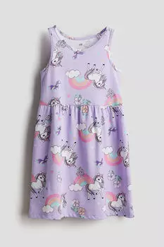 Хлопковое платье с рисунком H&M, фиолетовый