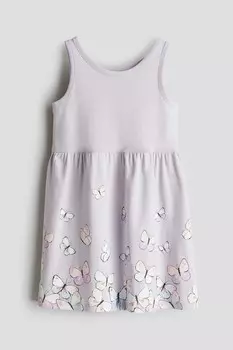 Хлопковое платье с рисунком H&M, фиолетовый