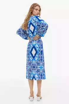 Хлопковое платье с рисунком H&M, синий