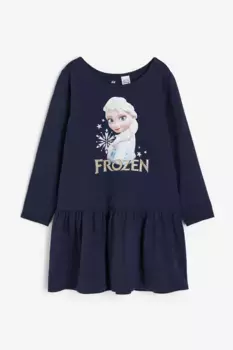 Хлопковое платье с рисунком H&M, синий
