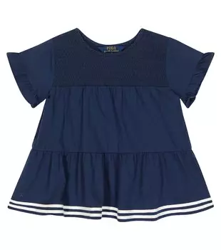 Хлопковое платье с рюшами Polo Ralph Lauren, синий