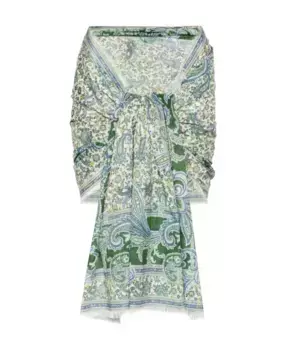 Хлопковое платье S с принтом пейсли Zimmermann, зеленый