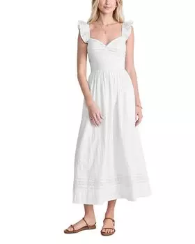 Хлопковое платье с текстурой и точками Clip Dot Vineyard Vines, белый