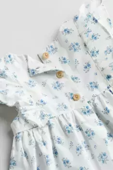 Хлопковое платье с воланами H&M, белый