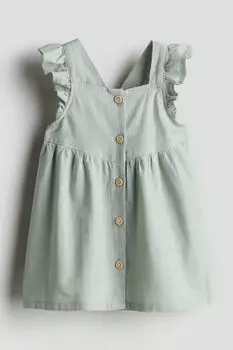 Хлопковое платье с воланами H&M, зеленый