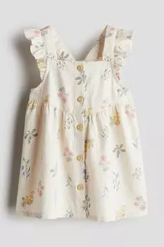 Хлопковое платье с воланами H&M, бежевый
