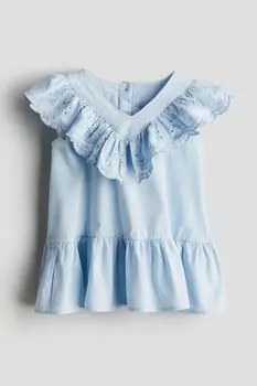 Хлопковое платье с воланами H&M, синий