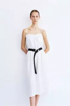 Хлопковое платье с воланами H&M, белый