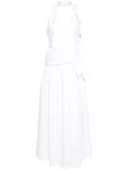 Хлопковое платье с воротником-халтером MSGM, белый