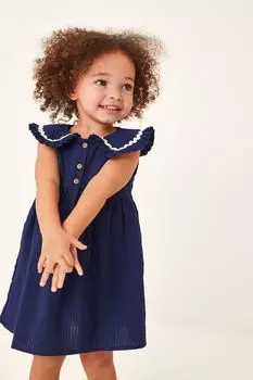 Хлопковое платье с воротником Next, синий