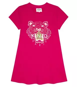 Хлопковое платье с вышитым логотипом Kenzo, розовый