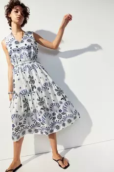 Хлопковое платье с завязками H&M, белый