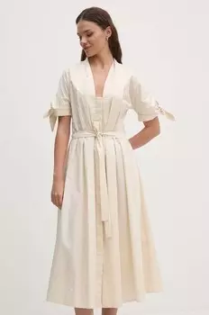 Хлопковое платье Sandro Ferrone, бежевый