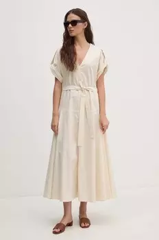 Хлопковое платье Sandro Ferrone, бежевый