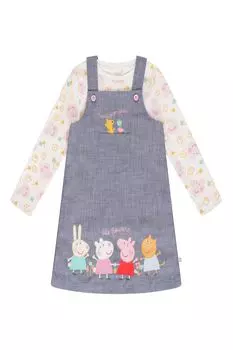 Хлопковое платье-сарафан и футболка со свинкой Пеппа Brand Threads, розовый