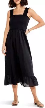 Хлопковое платье со сборками NIC+ZOE, цвет Black Onyx