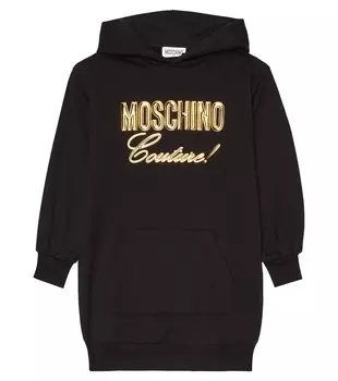 Хлопковое платье-свитер с логотипом Moschino, черный