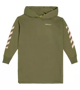 Хлопковое платье-свитер с логотипом Off-White, белый