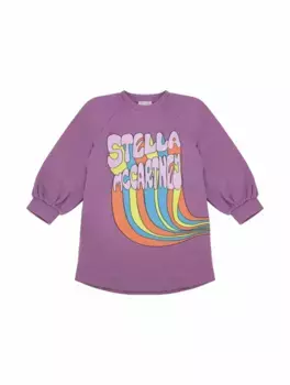 Хлопковое платье-свитшот с логотипом Stella McCartney, фиолетовый