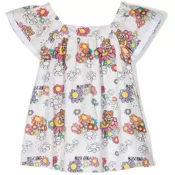 Хлопковое платье Teddy Bear Moschino, мультиколор