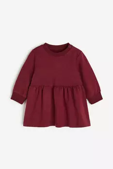 Хлопковое платье-толстовка H&M, красный