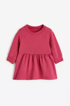 Хлопковое платье-толстовка H&M, розовый