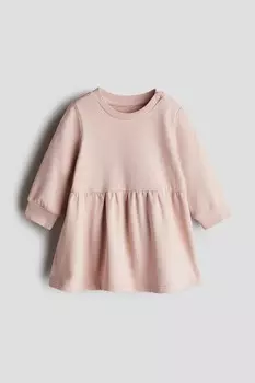 Хлопковое платье толстовка H&M, розовый