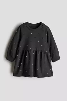 Хлопковое платье толстовка H&M, серый
