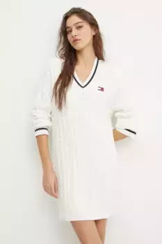 Хлопковое платье Tommy Jeans, бежевый