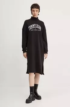 Хлопковое платье Tommy Jeans, черный