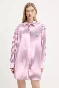 Хлопковое платье Tommy Jeans, розовый