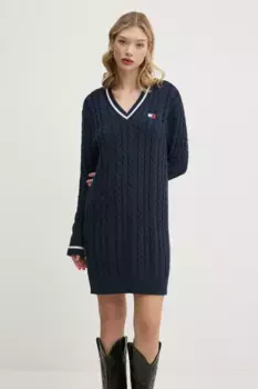 Хлопковое платье Tommy Jeans, темно-синий
