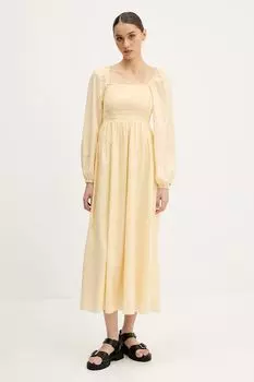 Хлопковое платье Tommy Jeans, желтый