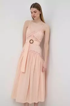 Хлопковое платье Twinset, оранжевый