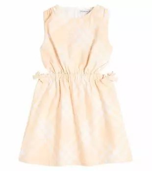 Хлопковое платье в клетку burberry с вырезом Burberry, розовый