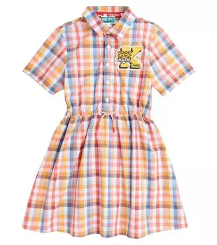 Хлопковое платье в клетку Campus Kenzo, мультиколор