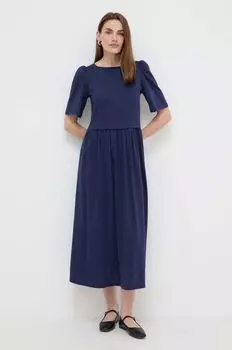 Хлопковое платье Weekend Max Mara, темно-синий