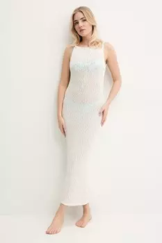 Хлопковое пляжное платье Abercrombie & Fitch, бежевый