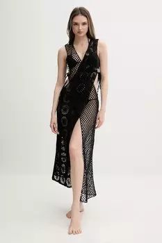 Хлопковое пляжное платье MIXINGER DOUBLE AM Desigual, черный